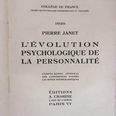 Janet evolution psychologique de la personnalite titre 2 