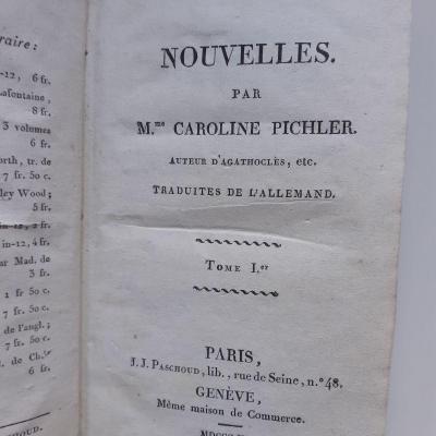 Pichler Caroline, Edition originale française, 1821, Nouvelles