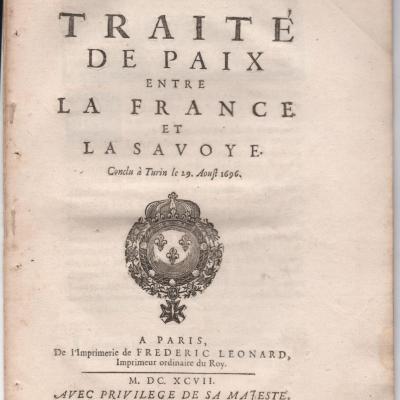 Traite de paix entre la France et la Savoie 1697