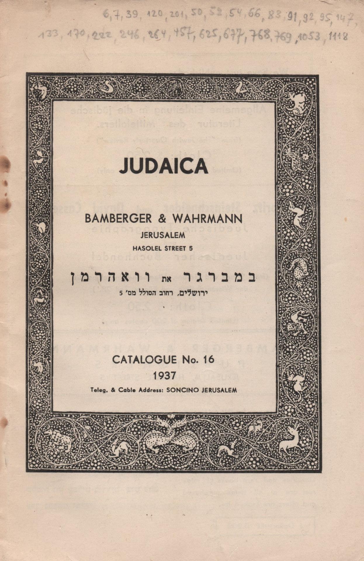 Catalogue bamberger wahrman 1