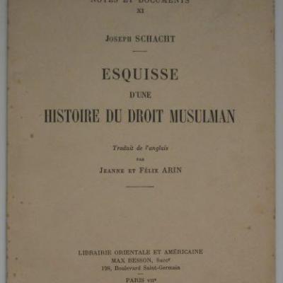 Schacht esquisse d une histoire du droit musulman 2